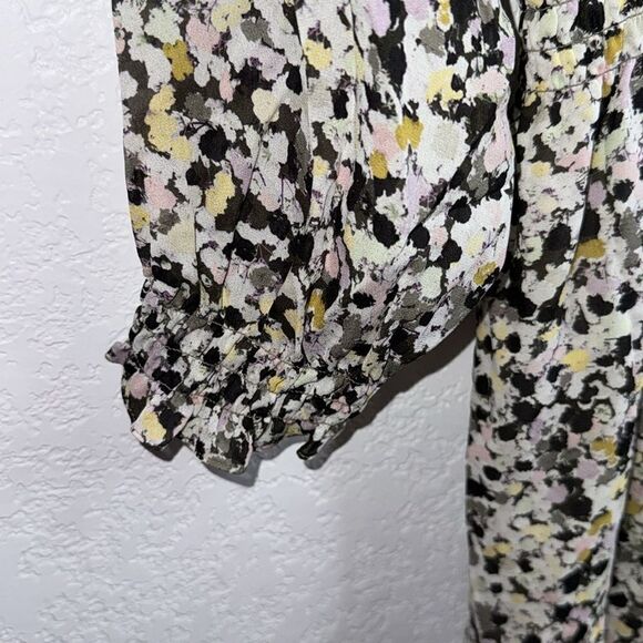 NWT THEORY Gathered Shirt Dress in Floral Silk Crepe XL - Picture 8 of 15